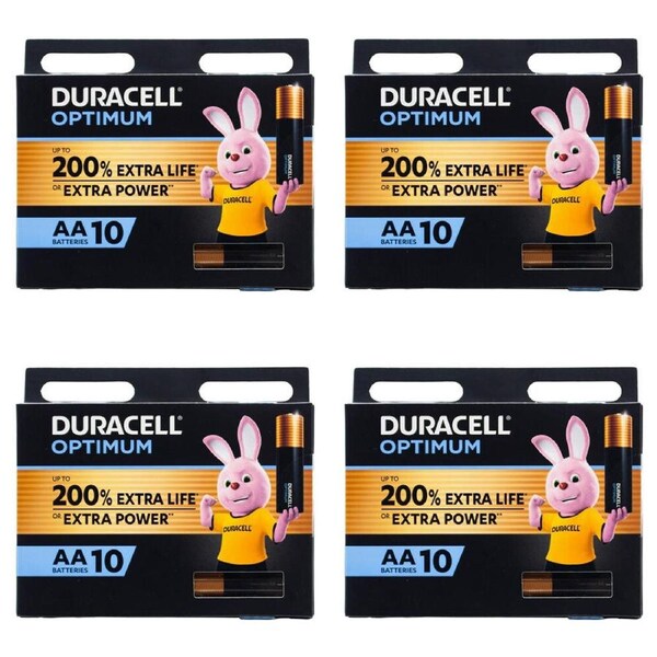 40pc Duracell Optimum Durable Extra Power Long Lasting AA Batteries Black