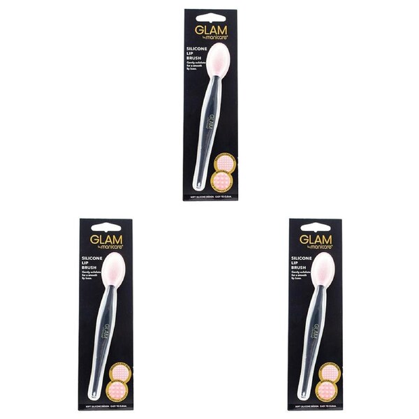 3PK Glam By Manicare Soft Silicone Lip Brush Makeup Tool Removes Dry Skin Black