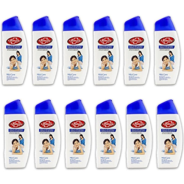 12PK Lifebuoy 300ml Antibacterial Body Wash Bath Soap Mild Care w/ Milk Cream
