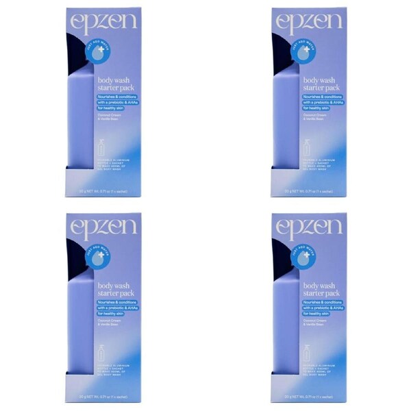 4PK Epzen Body Wash Bath/Shower Soap Starter Pack Coconut Cream & Vanilla Bean