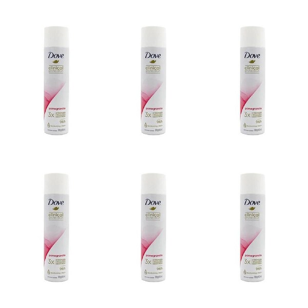 6PK Dove 109g/180ml Clinical Protection Underarm Deodorant Spray Pomegranate