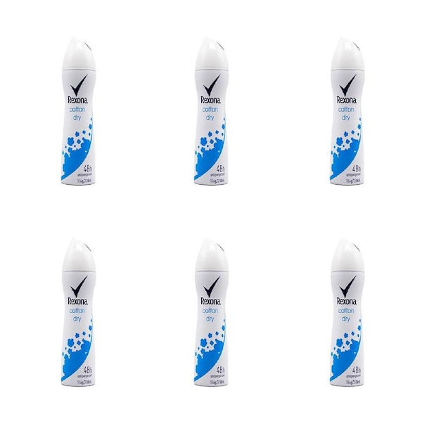 6PK Rexona 116g/200ml Antiperspirant Deodorant Spray 48hr Protection Cotton Dry