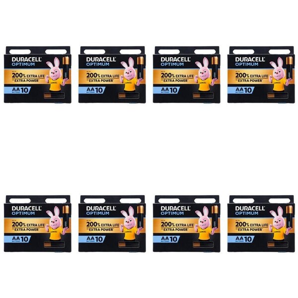 80pc Duracell Optimum Durable Extra Power Long Lasting AA Batteries Black