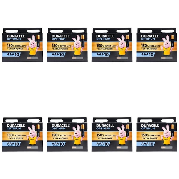 80pc Duracell Optimum Durable Extra Power Long Lasting AAA Batteries Black