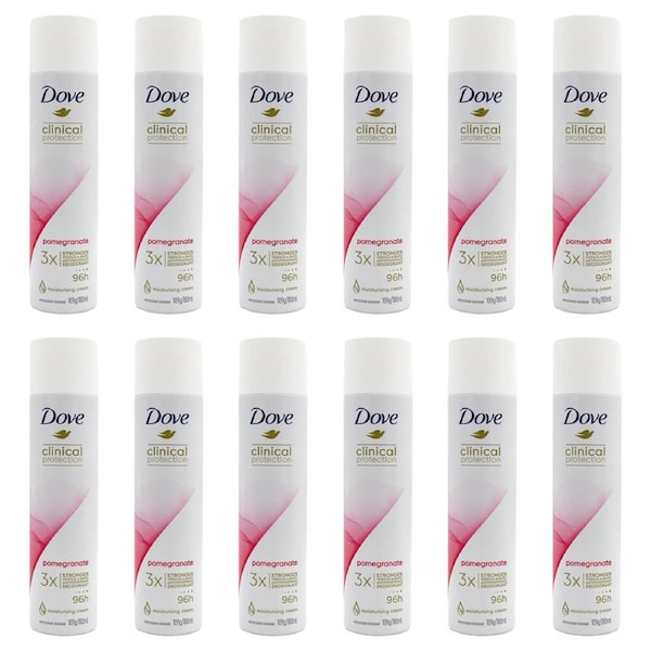 12PK Dove 109g/180ml Clinical Protection Underarm Deodorant Spray Pomegranate
