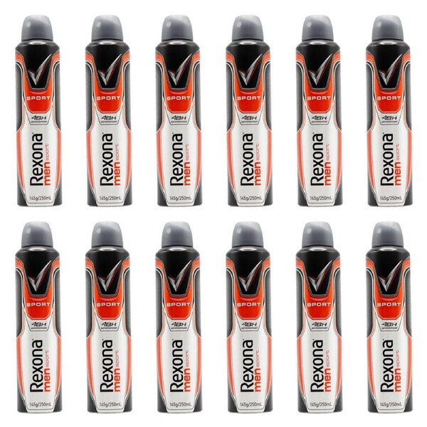 12PK Rexona 145g/250ml Deodorant Men Sport Antiperspirant Protection Body Spray
