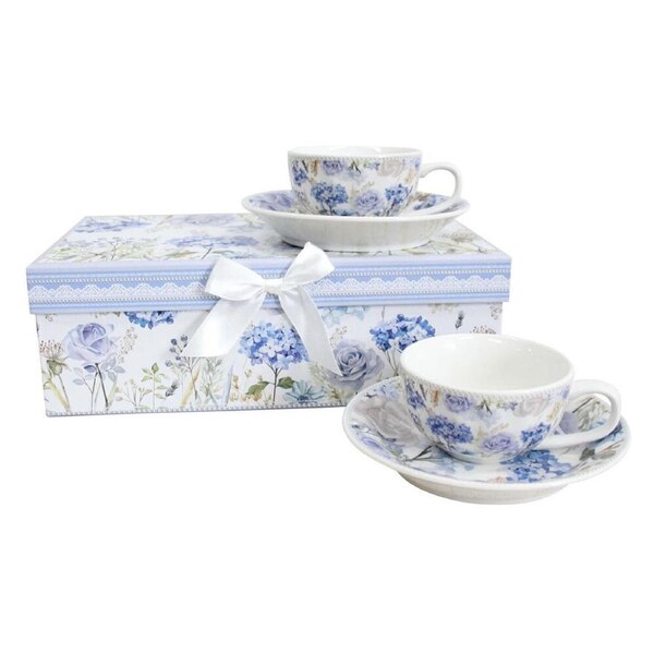 4pc LVD Hydrangea Ceramic Tea Cup/Saucer Teatime Home/Kitchen Drinkware Set