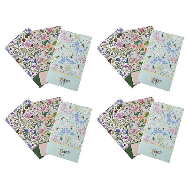 4x 3pc LVD Botany Notebooks Journal/Diary Office Writing Stationery 10.5x18cm