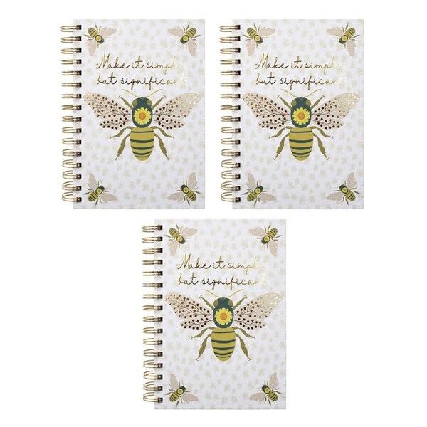 3PK LVD Bee Significance A5 Notebook Journal/Diary Writing Stationery 15.5x21cm