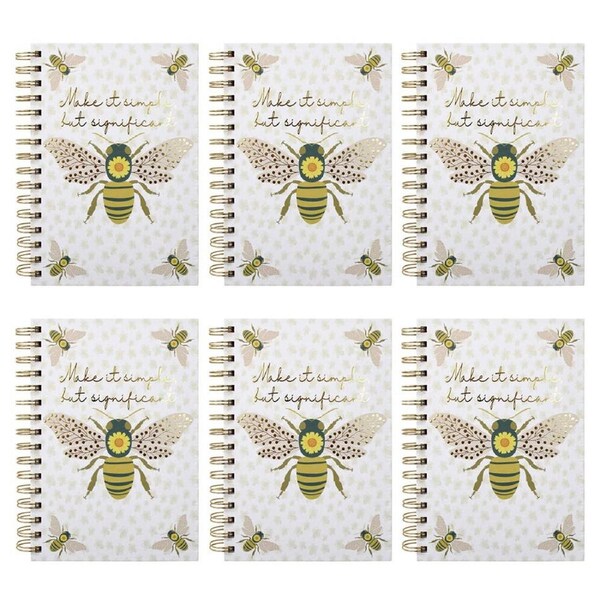 6PK LVD Bee Significance A5 Notebook Journal/Diary Writing Stationery 15.5x21cm