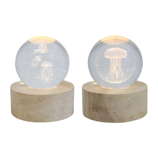 LVD Glass/MDF Jellyfish LED Ball Ornament Home Tabletop Decor Combo Set 7cm
