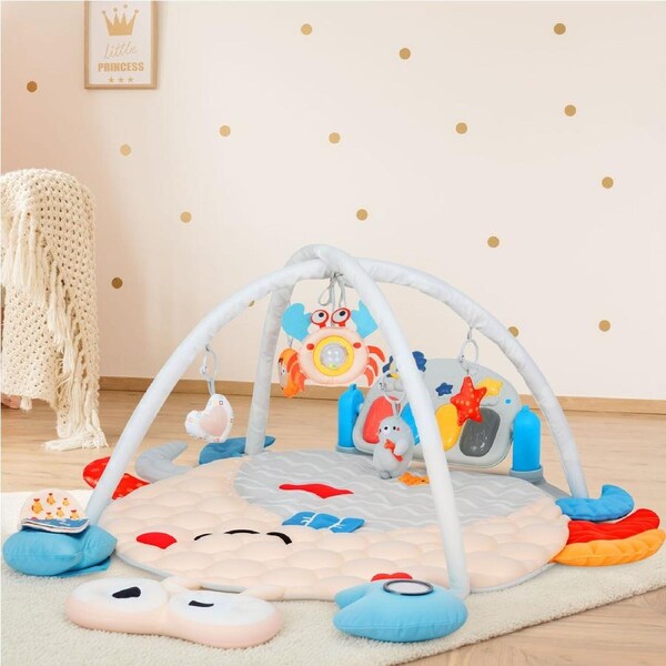 Advwin 4 in 1 Baby Play Mat Activity Gym Mat Sensory Musical Piano Mat Tummy Time Mat Gym Toys 0-36 Months