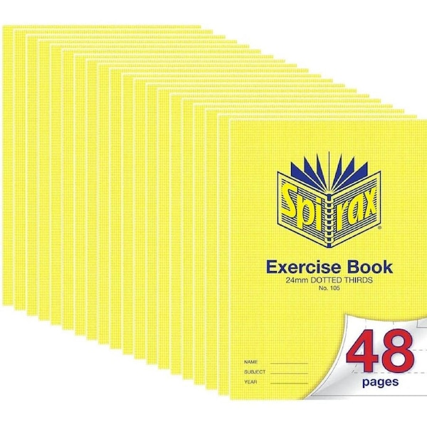 Spirax 105 Exercise Book Dotted Thirds 24mm 70gsm 48 Page A4 20 Pack