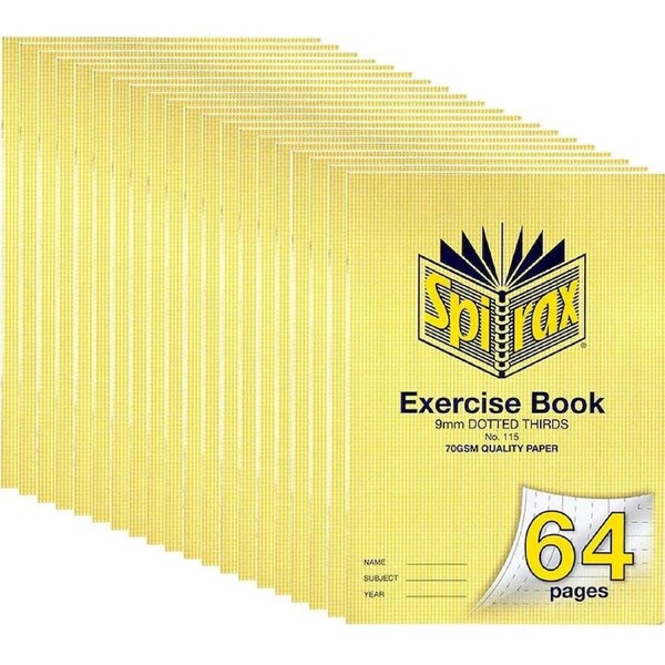 Spirax 115 Exercise Book Dotted Thirds 9mm 70gsm 64 Page A4 20 Pack