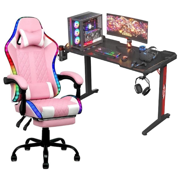 Advwin RGB Gaming Desk LED Light & Gaming Chair RGB LED Massage Office Chair