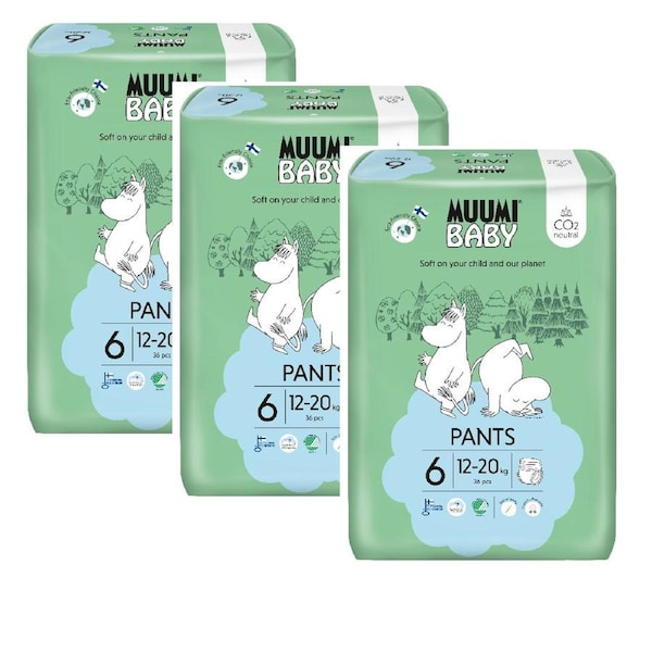 Muumi Nappy Pants Size 6 Junior 12-20kg (3x36) Carton of 108