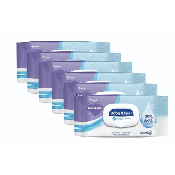 BabyLove 99% Water Baby Wipes 6 x 80's