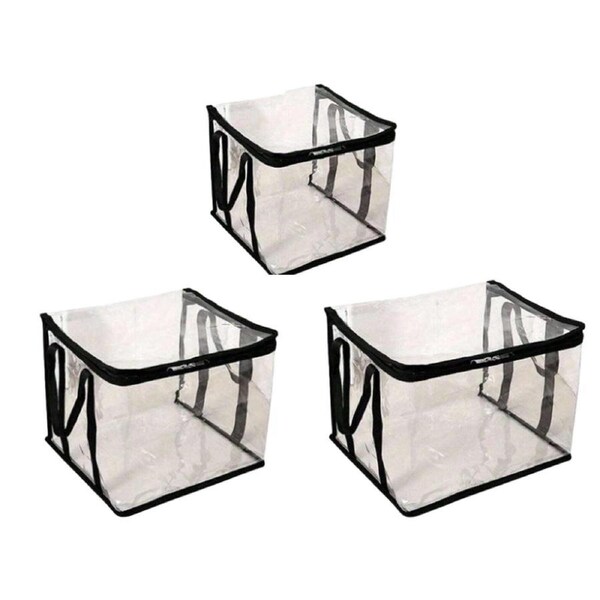 3pcs Book Organizer Storage Box Transparent Large Capacity Textbook Bag School