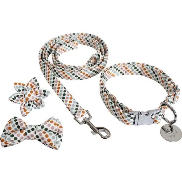 Lavida Polyester/Metal Pet/Dog M-L Strap Collar & Accessories Set Dottie