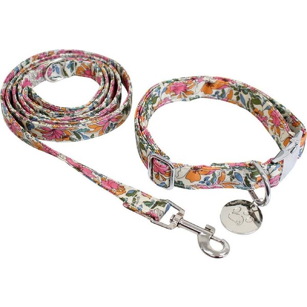 Lavida Polyester/Metal Pet/Dog Adjustable Strap Collar & Lead Set Large Floral