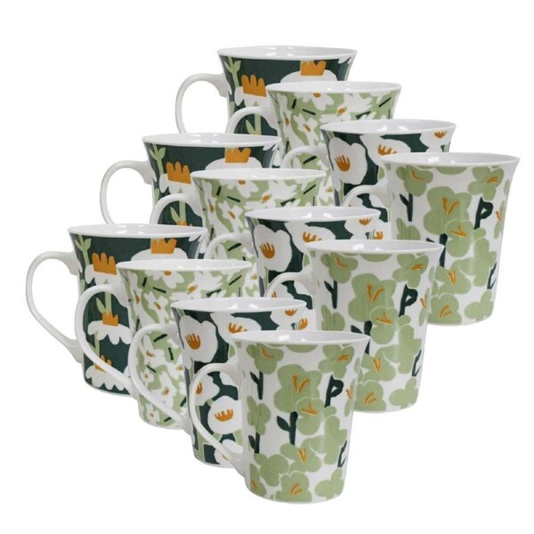 12PK Lavida Ceramic Drinking Beverage Tea/Coffee Mugs Matisse 10.5x9cm Assorted