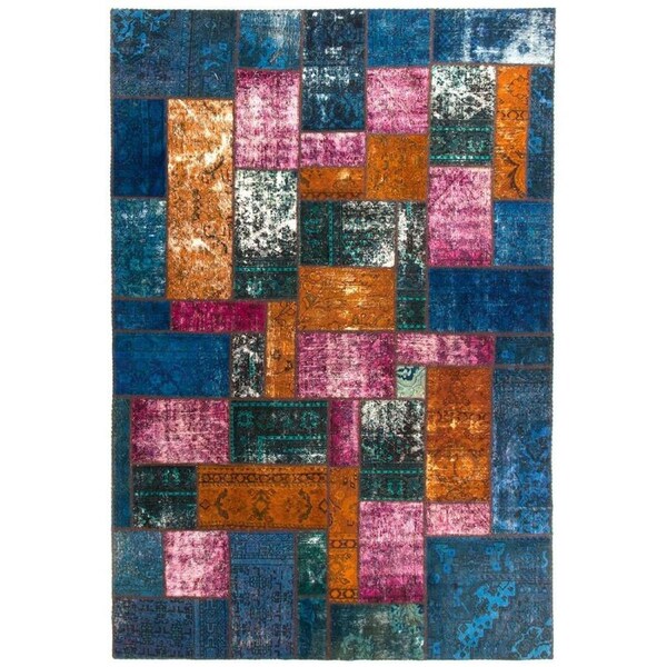 Rug Culture Hand Knotted Persian Patchwork Rectangle Rug Blue Tone & Multi 290X200Cm
