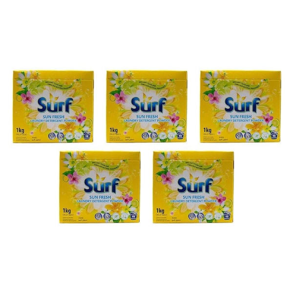 5PK Surf Stain Removal Deep Clean Laundry Detergent Washing Powder 1kg Sun Fresh