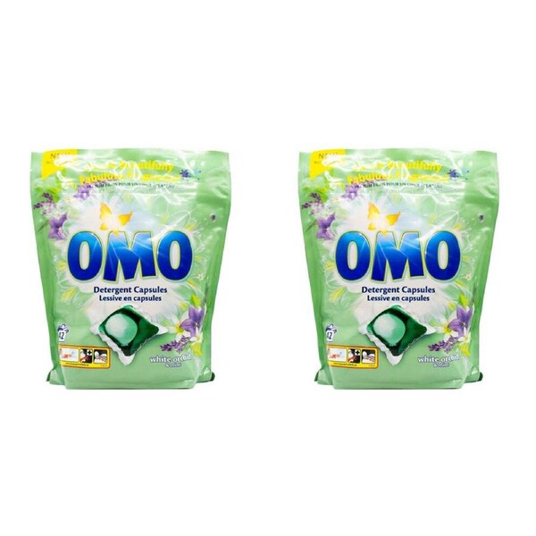 84pc Omo Detergent Laundry Stain Removal Capsules/Pods White Orchid & Mint