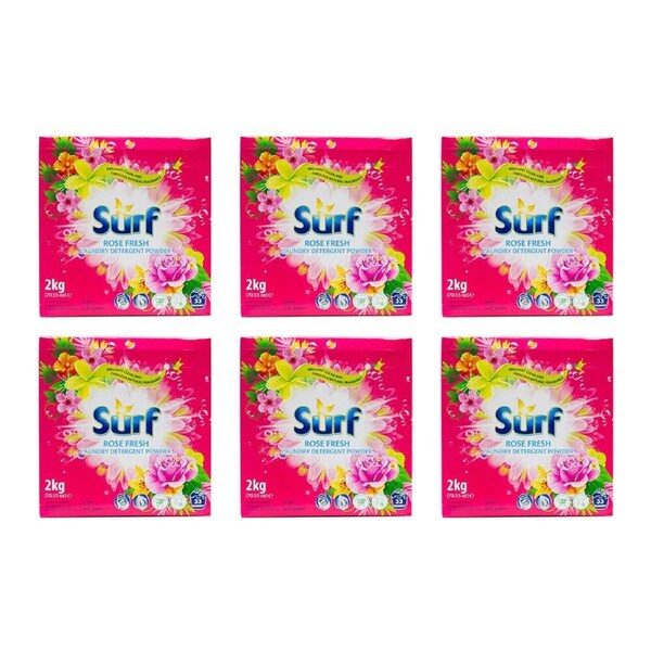 6PK Surf Stain Removal Deep Clean Laundry Detergent Powder 1kg Rose Fresh