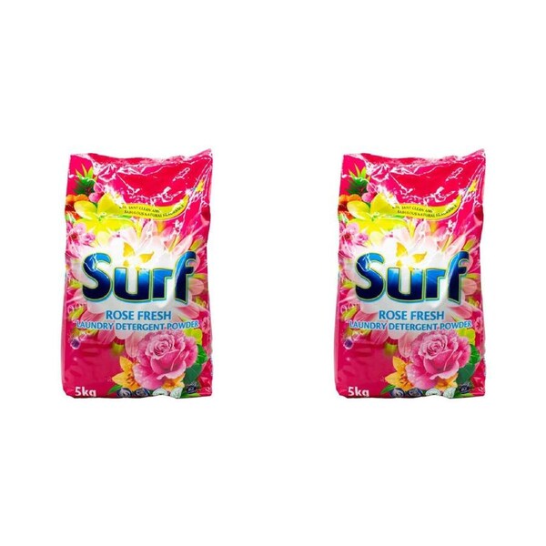 2PK Surf Stain Removal Deep Clean Laundry Detergent Powder 5kg Rose Fresh