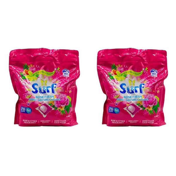 160pc Surf Fabric Stain Removal Washing Capsules Front & Top Loader Rose Fresh