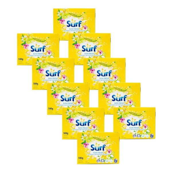 10PK Surf Stain Removal Deep Clean Laundry Detergent Powder Box 500G Sun Fresh