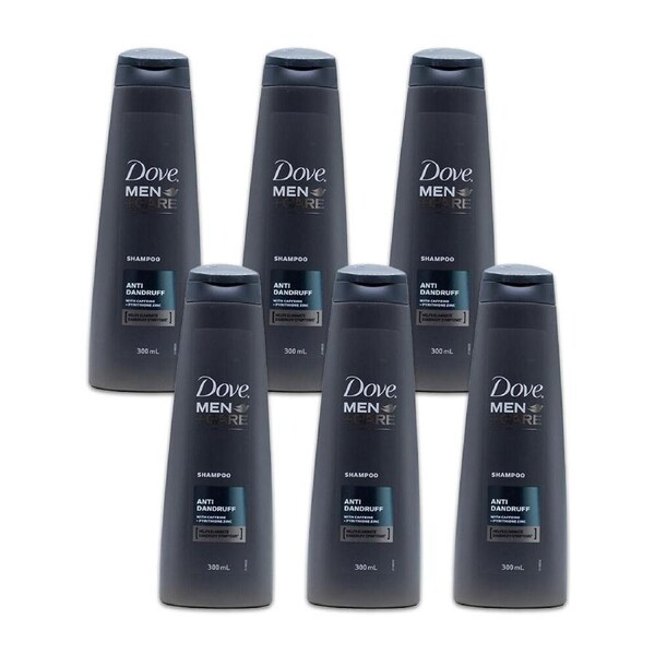 6PK Dove Men Care Anti Dandruff Daily Shampoo 300ml Caffeine & Pyrithione Zinc