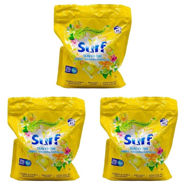 240pc Surf Fabric Stain Removal Washing Capsules Front & Top Loader Sun Fresh