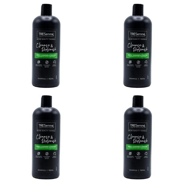4PK Tresemme 750ml Hair/Scalp Care Shampoo Cleanse & Replenish w/ Grape Seed Oil