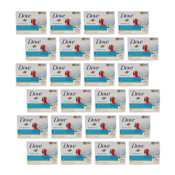 24PK Dove 90g Beauty Cream Bar Soap Restoring Blue Fig & Orange Blossom Scent