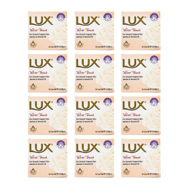 36pc Lux 80g Bar Soap Velvet Touch Bathroom Hand Soap Jasmine & Almond Oil