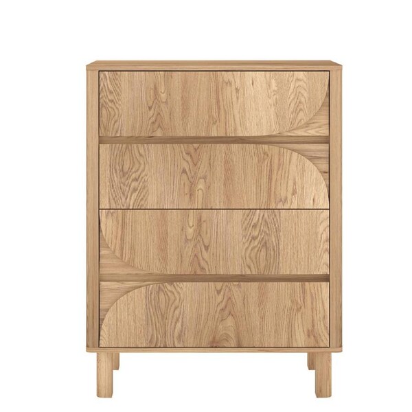 Arched 4 Chest of Drawers Dresser Tallboy - Bedroom Dresser Cabinet Storage Solution