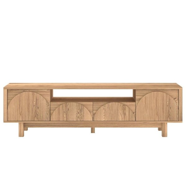 BYRON TV Entertainment Unit with Arched 2 Doors and 2 Drawers Storage Cabinet Open Shelves 180 CM