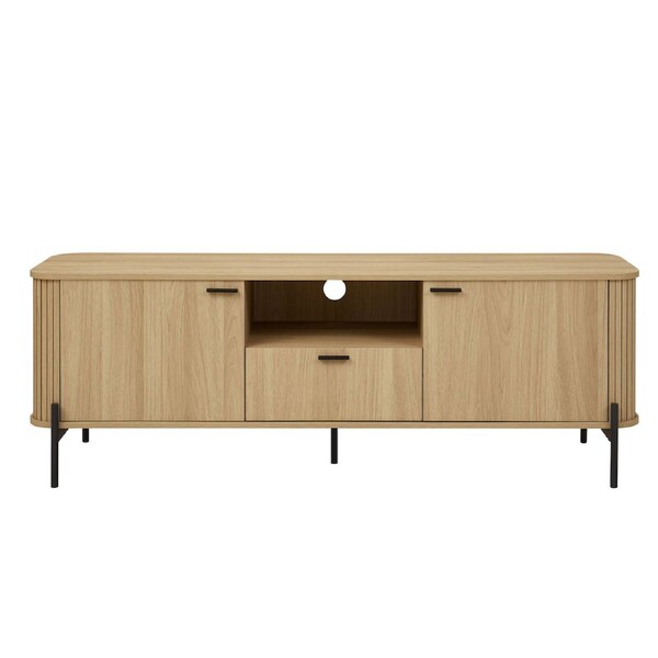 Fluted TV Entertainment Unit - TV Cabinet for Bedroom & Living Room Natural Oak 160CM
