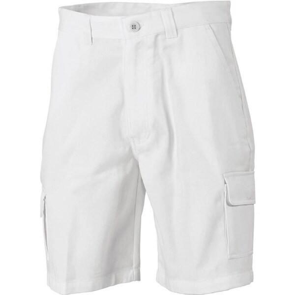 DNC 3302 Cotton Drill Cargo Shorts Workwear Work - White 132R
