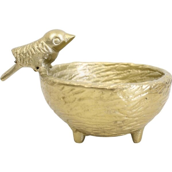 LVD Trinket Dish Brass Birdnest Decorative Home/Lounge Decor 13x11cm Gold