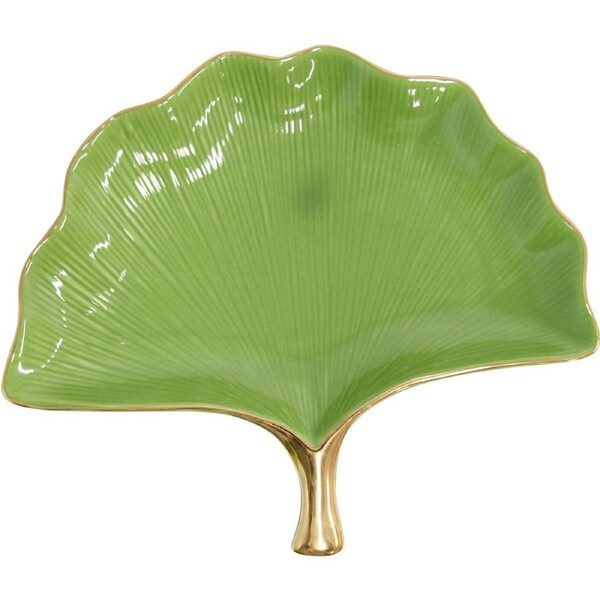 LVD Gingko Plate Greengold LRG Decorative Display Home Kitchen Decor 23x19cm
