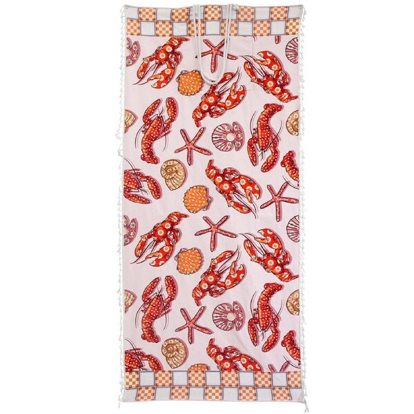 LVD Beach Towel With Portable Carry ChicTote Bag Lobster Microfibre 80x180cm