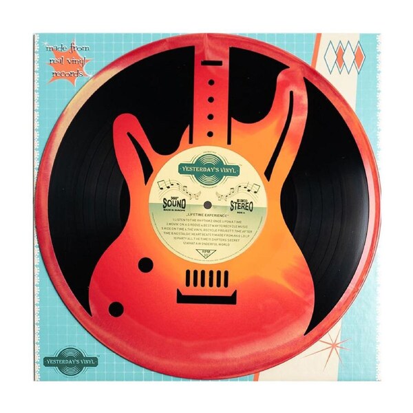 Yesterday’s Recycled Vinyl Rock-n-Roll Music Lover 3D Decoration Guitar Assorted