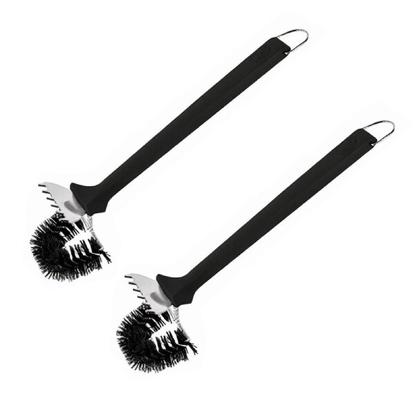 2PK Coleman Palmyra Twisted Bristle Brush w/ Scraper Grill Cleaning Tool 40x12cm