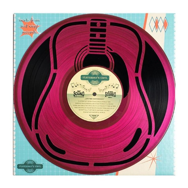 Yesterday’s Recycled Vinyl Music Lover 3D Decoration Acoustic Guitar Assorted