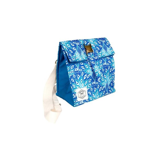 Good Vibes Insulated Lunch Bag Satchel Peacock Paradise Print 25x22x16cm