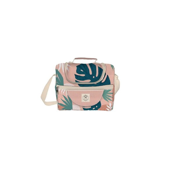 Good Vibes Lunch Cooler Stroage Bag Companion Blush Palm Print 20x16x21cm