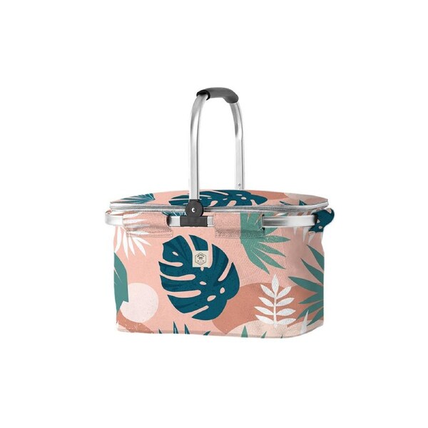 Good Vibes Durable Portable Market Food Cooler Bag Blush Palm Print 46x25x26cm